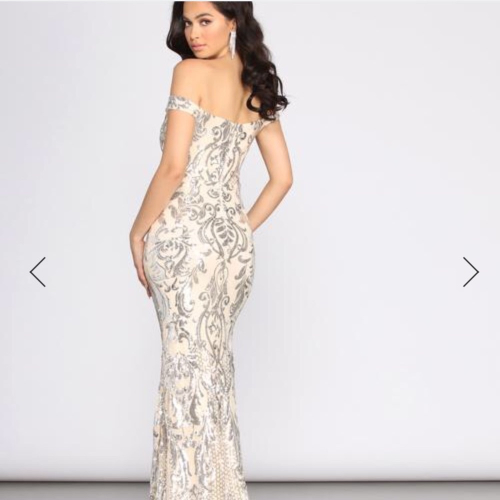 SEQUIN OFF SHOULDER DRESS